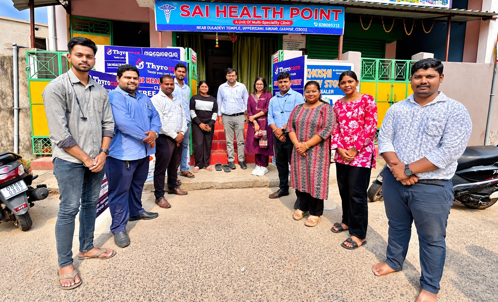 Sai Health Point clinic exterior with its team